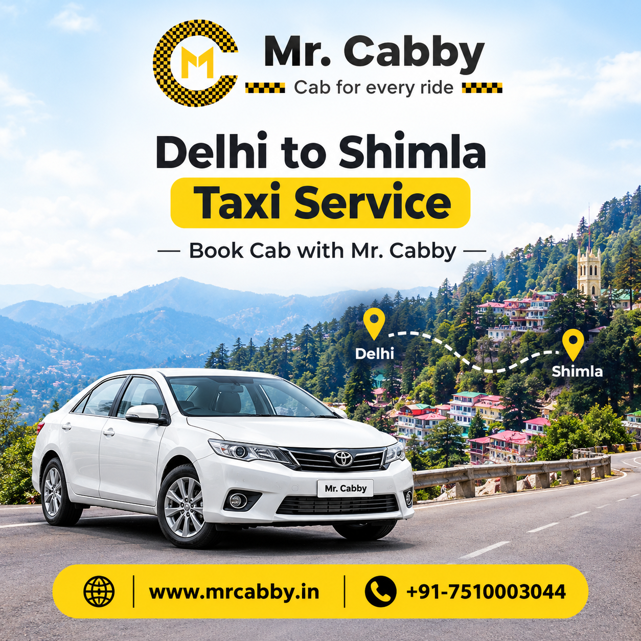 Book Delhi to Shimla Cab & Taxi - Mr.Cabby