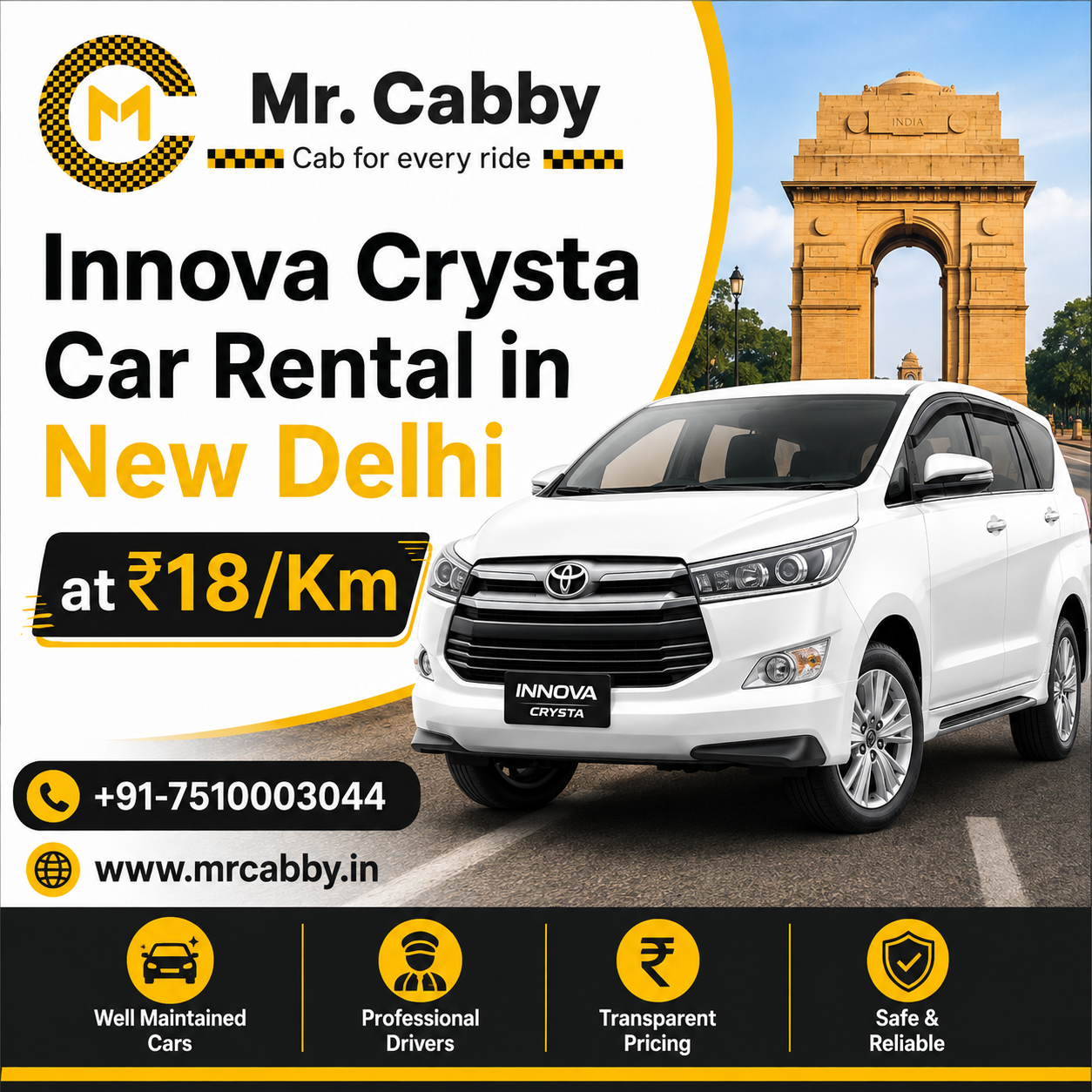 Innova Crysta on Rent in New Delhi